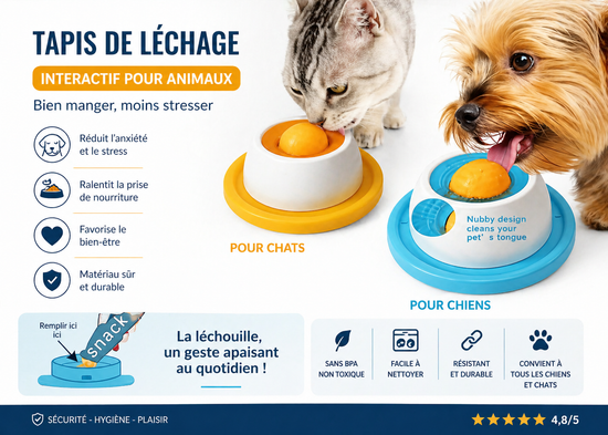 Tapis de léchage pour animaux | Gamelle lente interactive pour chiens et chats