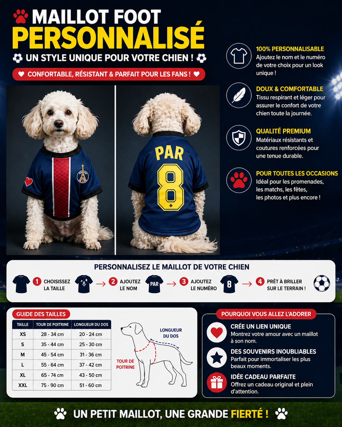 Maillot de football d’été pour chien | T-shirt léger et respirant