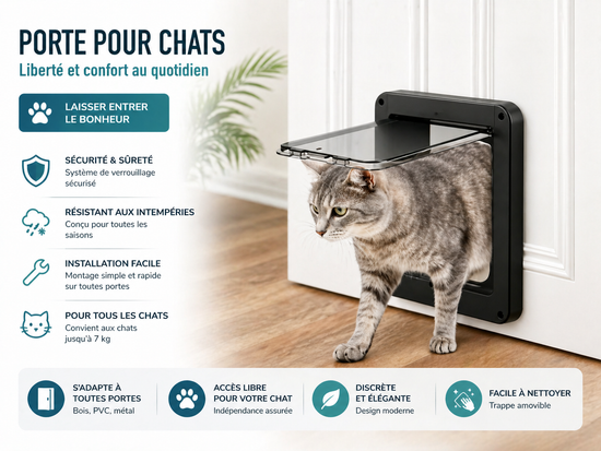 Porte pour animaux intelligente silencieuse | Accès à reconnaissance de puce