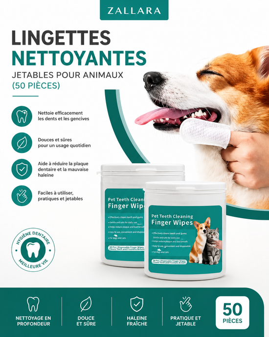 Lingettes nettoyantes jetables pour animaux (50 pièces)