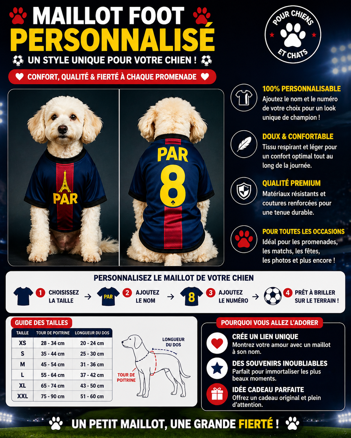 Maillot de football d’été pour chien | T-shirt léger et respirant